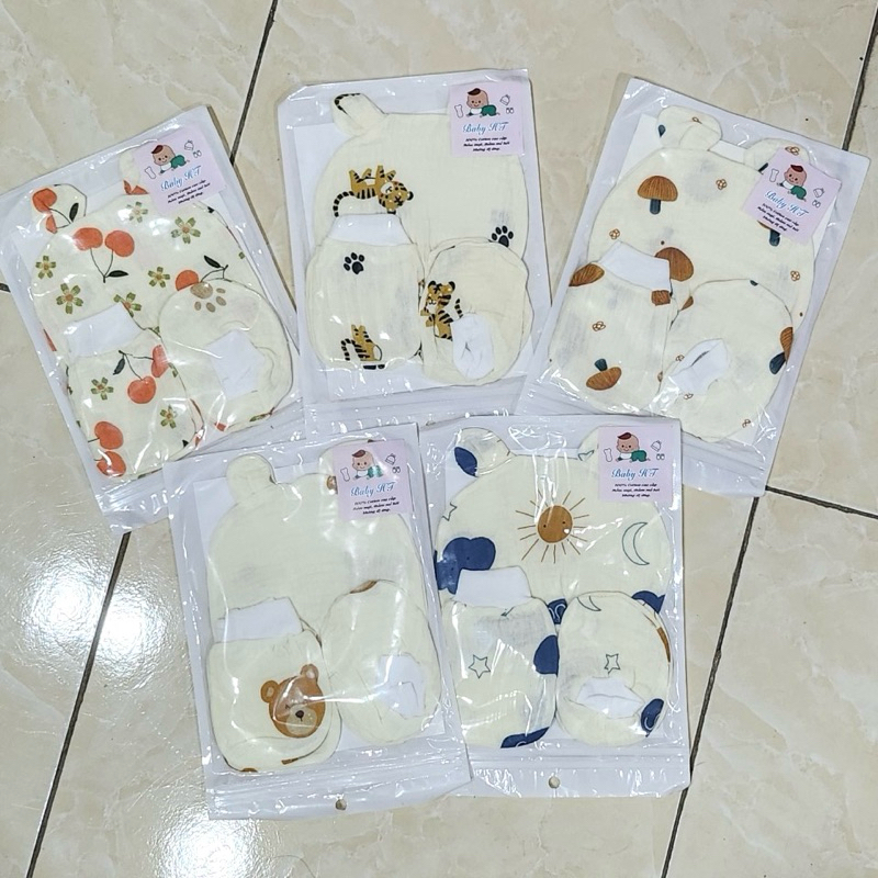 A04 Set mũ bao chân bao tay cho bé