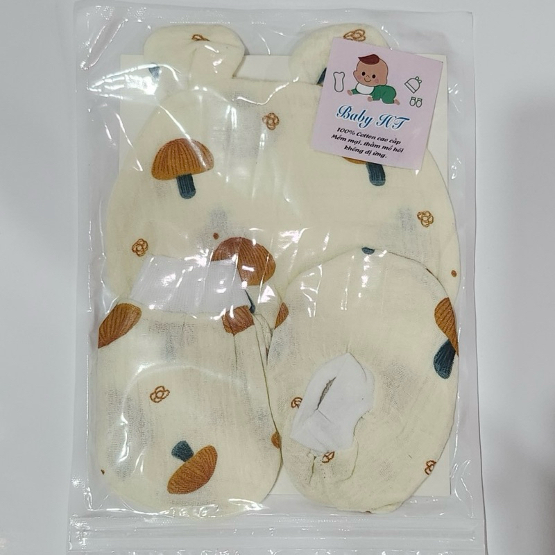 A04 Set mũ bao chân bao tay cho bé