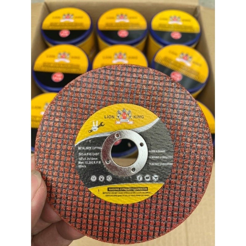 Đá cắt Lion King - Đá cắt sắt, inox cho máy cắt cầm tay siêu ngọt 107x1.2mm  Hôp 100 viên