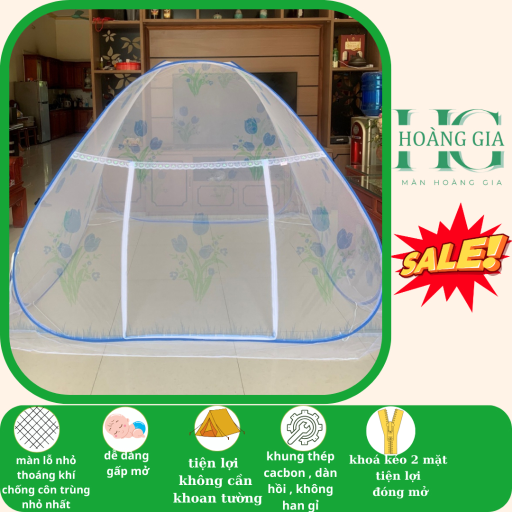 Màn Chụp Tự Bung Đỉnh Chóp, Kích Thước 1m2, 1m4, 1m6, 1m8, 2m Hoàng Gia