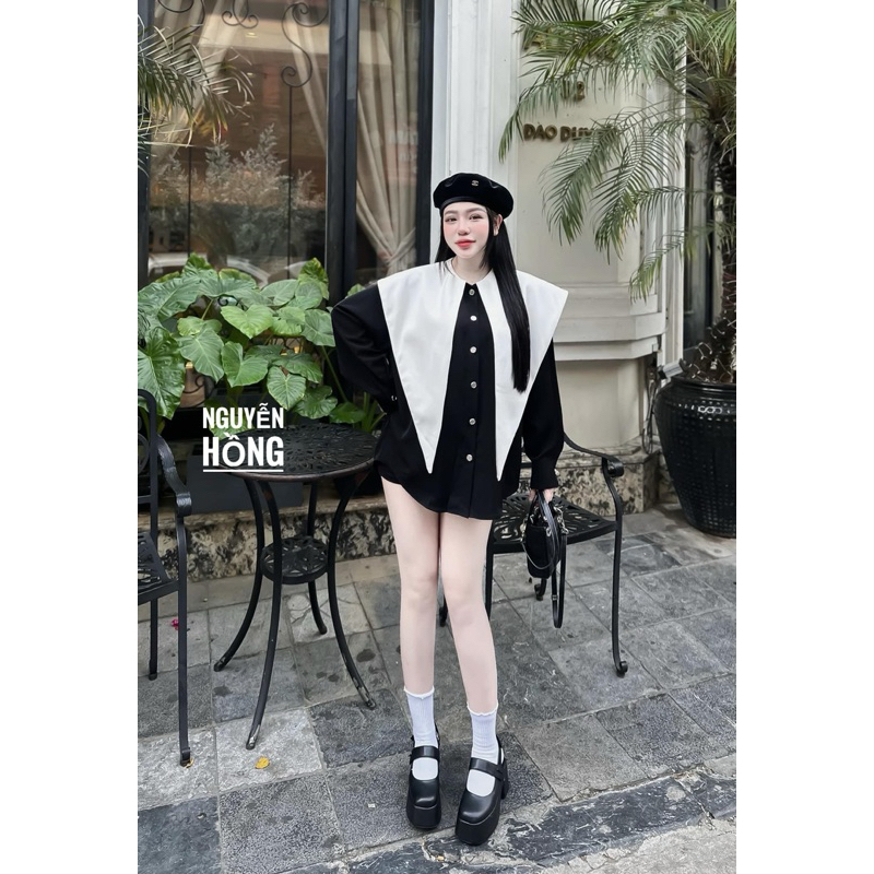 Áo babydoll phối vạt chéo baby