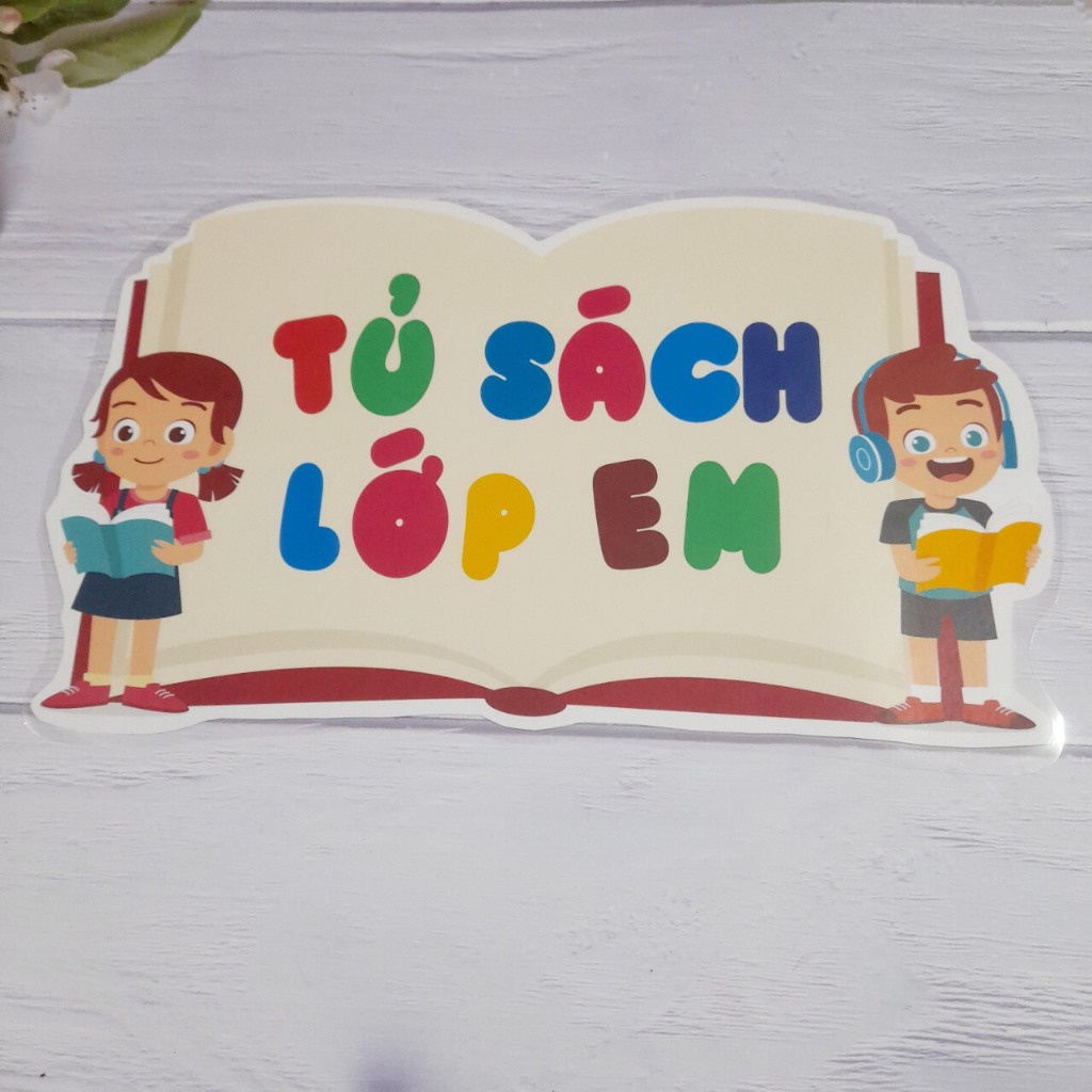 Góc "THƯ VIỆN", trang trí lớp học. Kích thước A3, ép plastic bền đẹp, sẵn băng keo dán tường.