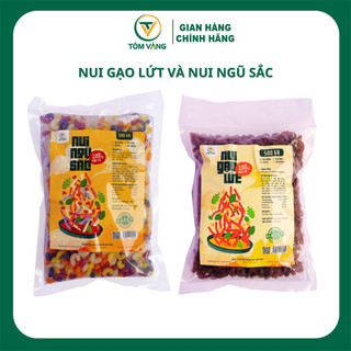 Nui Gạo Lứt Và Nui Rau Củ (Nui Ngũ Sắc) hữu cơ cho người ăn kiêng, giảm cân - Tôm Vàng -  Túi 500gr
