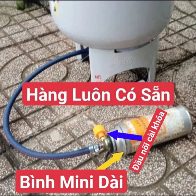 Dây Nạp Gas Bình Mini Phổ Thông Đầu Nối Dạng Cài Khóa Tặng 2 Cái Ron Van Mini Dây Sạc Gas Mini Đuôi Cài Khóa