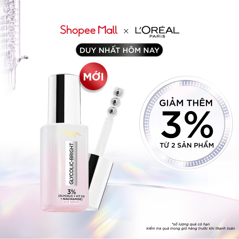 DƯỠNG CHẤT CHĂM SÓC VÙNG DA QUANH MẮT L’ORÉAL PARIS GLYCOLIC- BRIGHT DARK CIRCLE EYE SERUM 20 ML