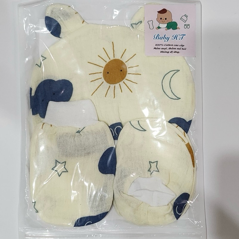 A04 Set mũ bao chân bao tay cho bé