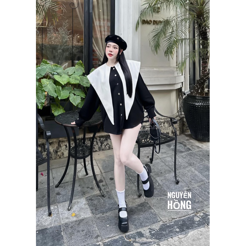 Áo babydoll phối vạt chéo baby