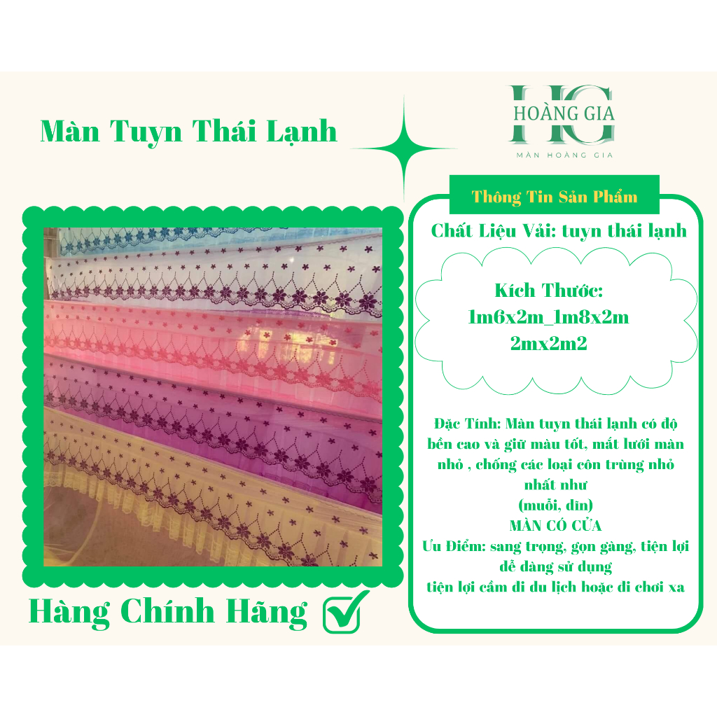 Màn Tuyn Ren Thái Mắc Tay - Màn Có Cửa Và Không Cửa Hoàng Gia