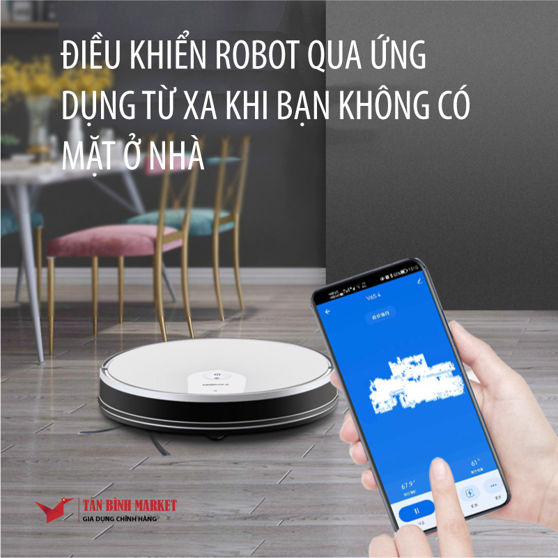 Robot hút bụi lau nhà thông minh, công nghệ smart AI, cảm biến vật cản, nguy hiểm