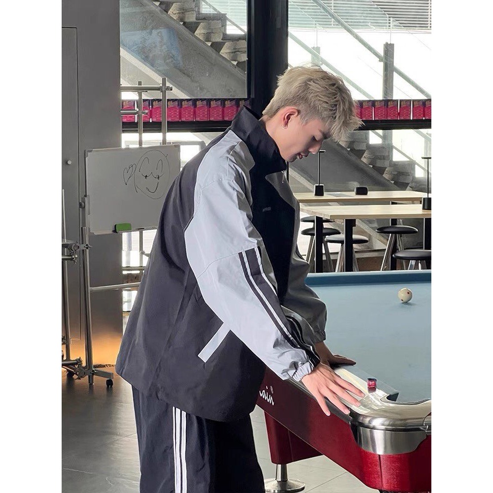 Áo Khoác Dù Nam Nữ MARDIA Xám Phối Viền Tay