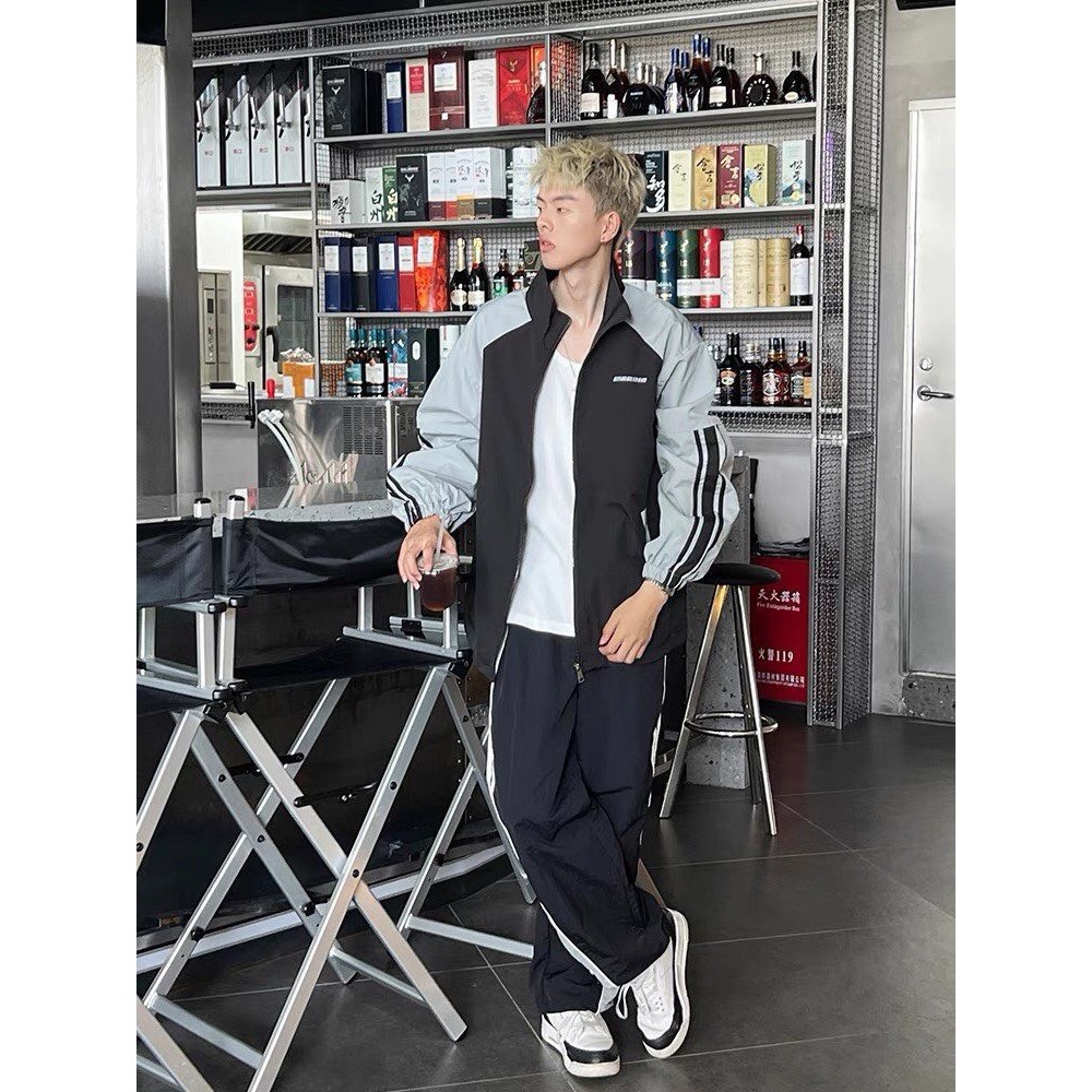 Áo Khoác Dù Nam Nữ MARDIA Xám Phối Viền Tay