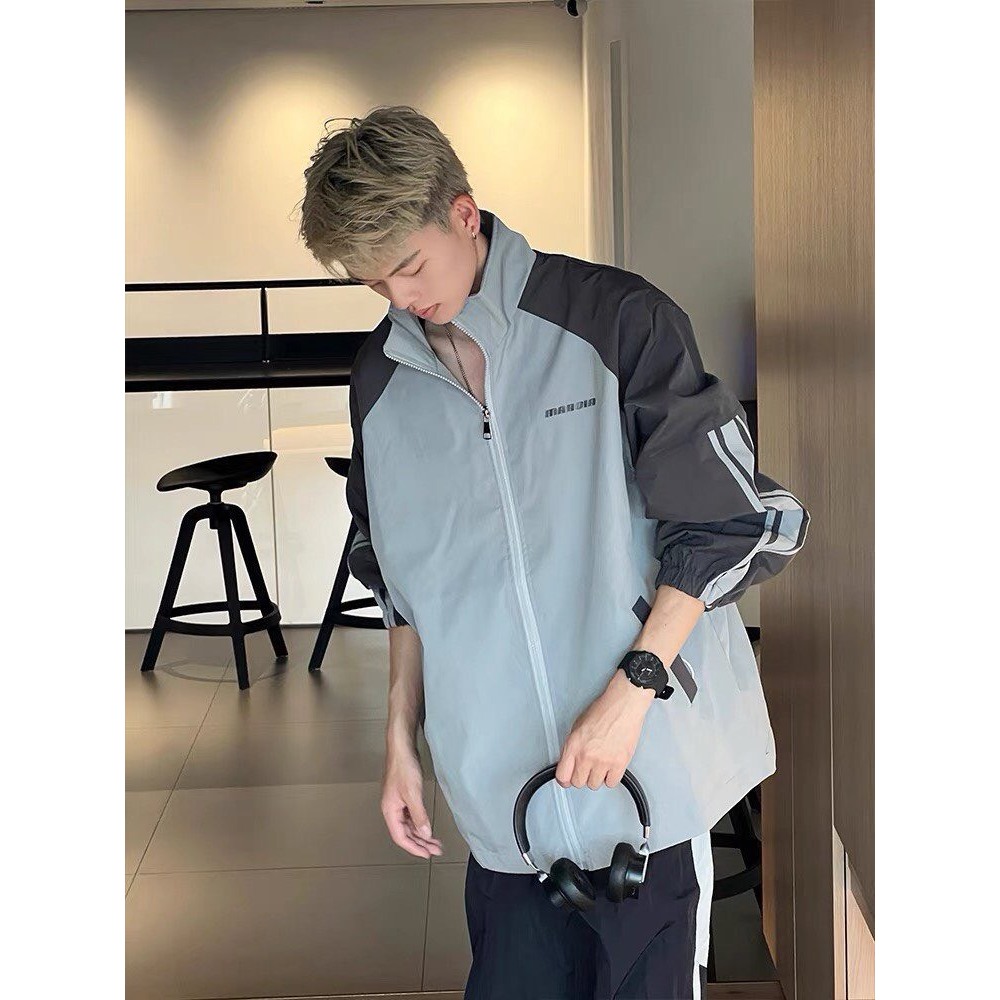 Áo Khoác Dù Nam Nữ MARDIA Xám Phối Viền Tay