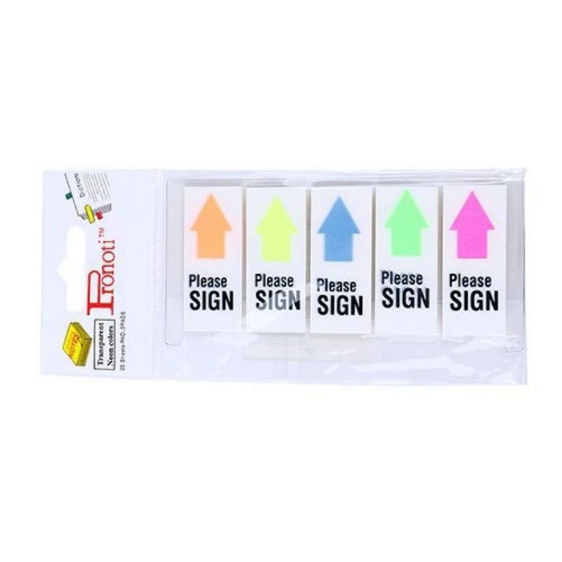 Giấy phân trang 5 màu Pronoti 45502 / 40434 / 45668 / 45649  tập 100 cái / Giấy note trình ký Please sign here