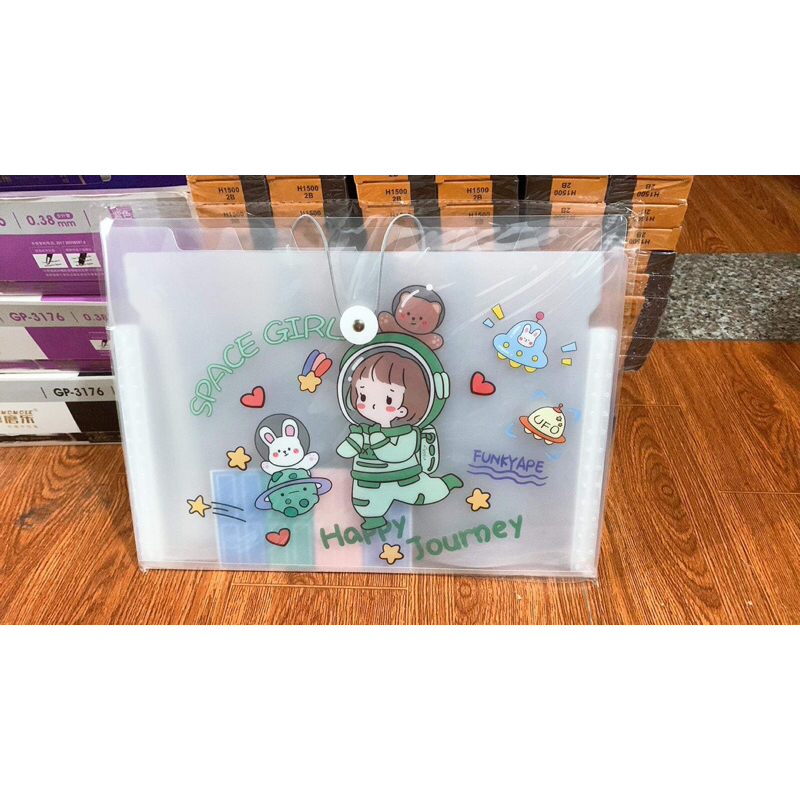 Cặp đựng tài liệu A4 nhiều ngăn, file tài liệu, túi nhiều ngăn, túi cài chun A4 tặng kèm note 8 ngăn