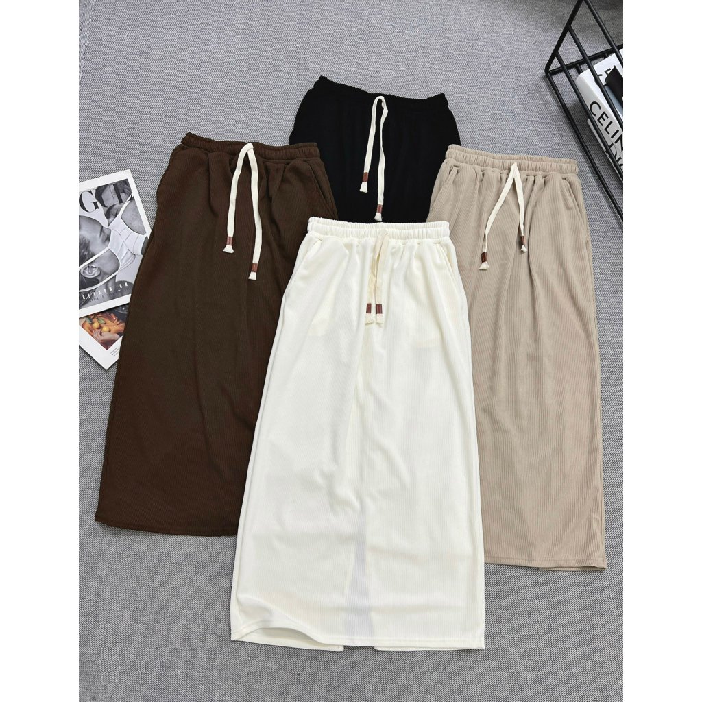 Chân váy tăm dây rút dáng dài có xẻ sau - 247store.vn - Chanvaytam255_P5K1