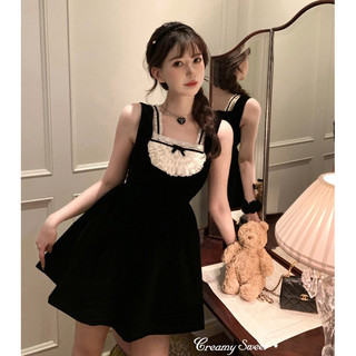 VIDEO ẢNH THẬT🖤Đầm tiểu thư nhung viền ren loại 1 đi tiệc sang chảnh quyến rũ/Váy xoè bồng bềnh xinh xắn