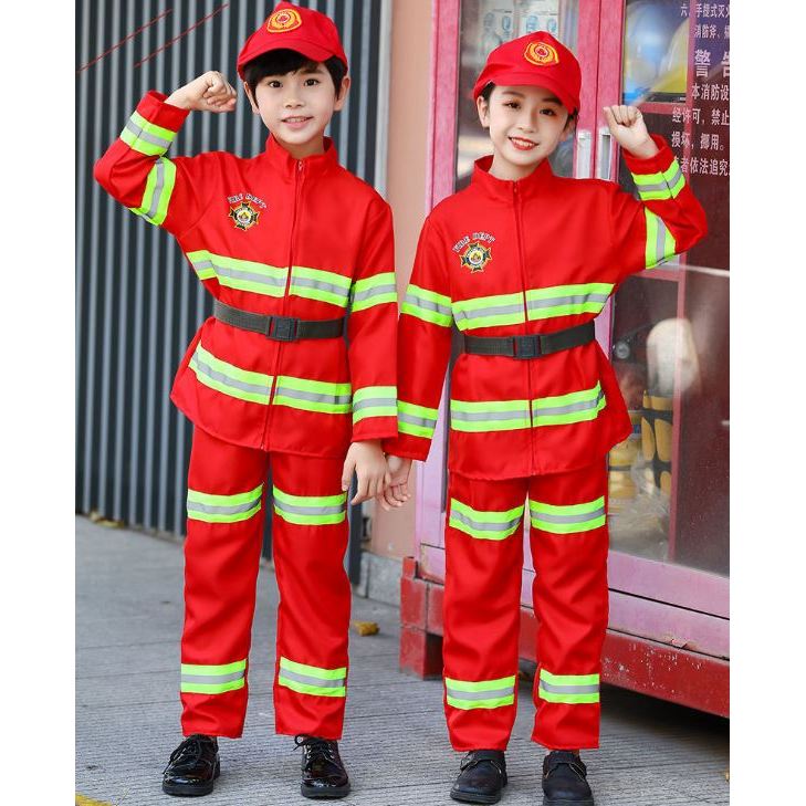 Trang Phục Lính Cứu Hỏa Trẻ Em, Người Lớn. Sét Đồ Cảnh Sát Phòng Cháy Chữa Cháy Cho Bé Trai, Bé Gái