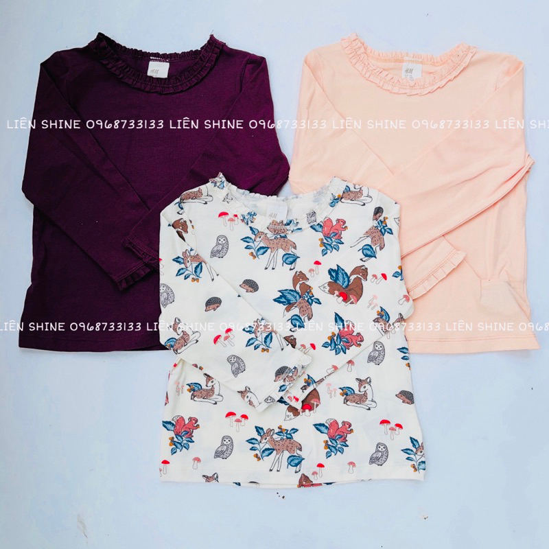 Set 3 áo dài tay cotton bé gái