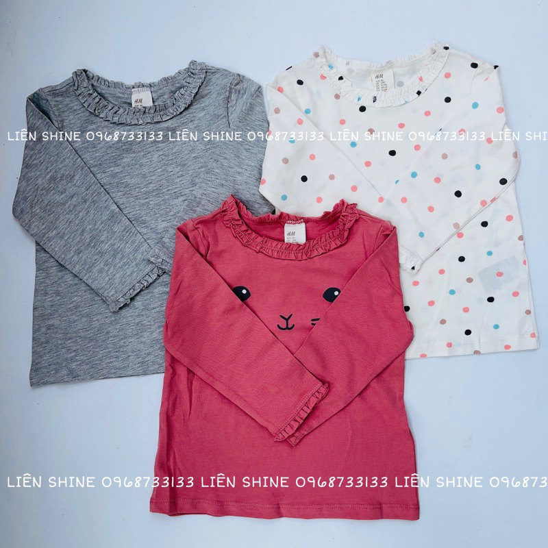 Set 3 áo dài tay cotton bé gái