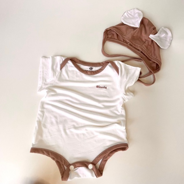 Bodysuit và mũ tai gấu cho bé Sinnie, cam kết ảnh thật, bodysuit lễ hội vải cotton lụa siêu mềm mát