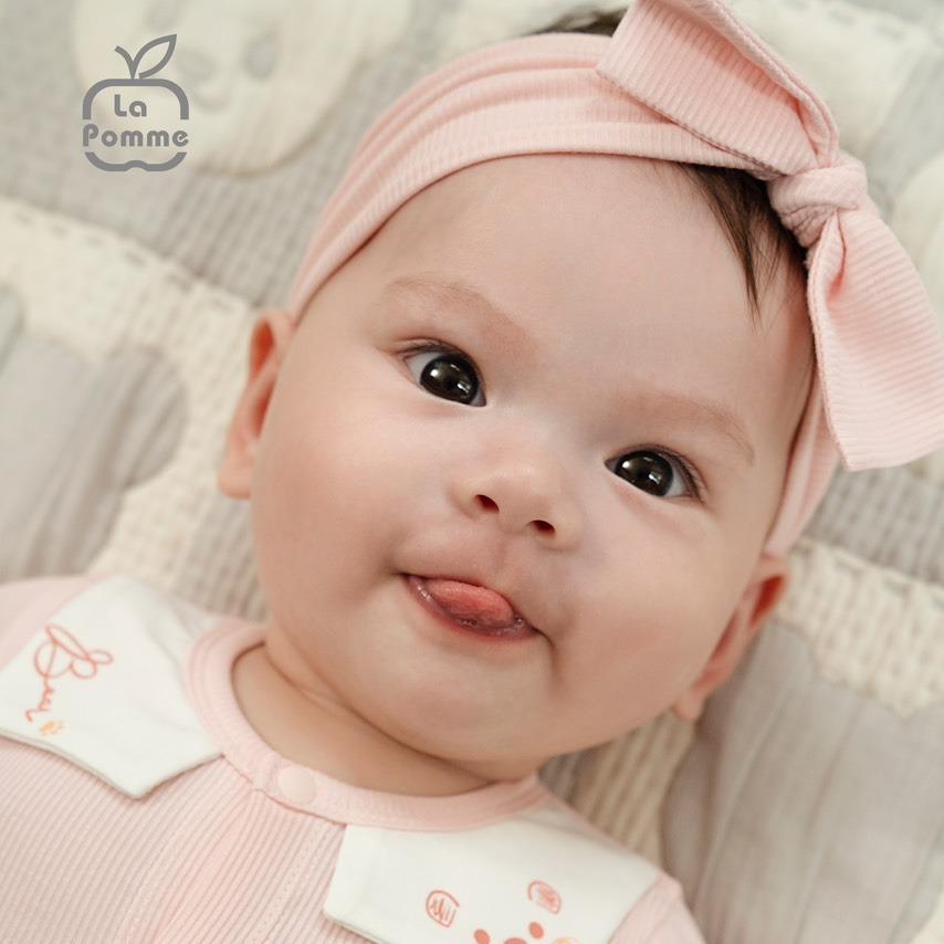 Bộ sơ sinh thu đông hoạ tiết đáng yêu cho bé màu hồng quần + áo
