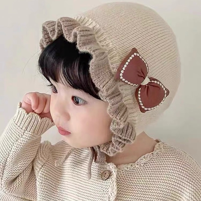 Mũ len nơ xinh xinh cho bé gái