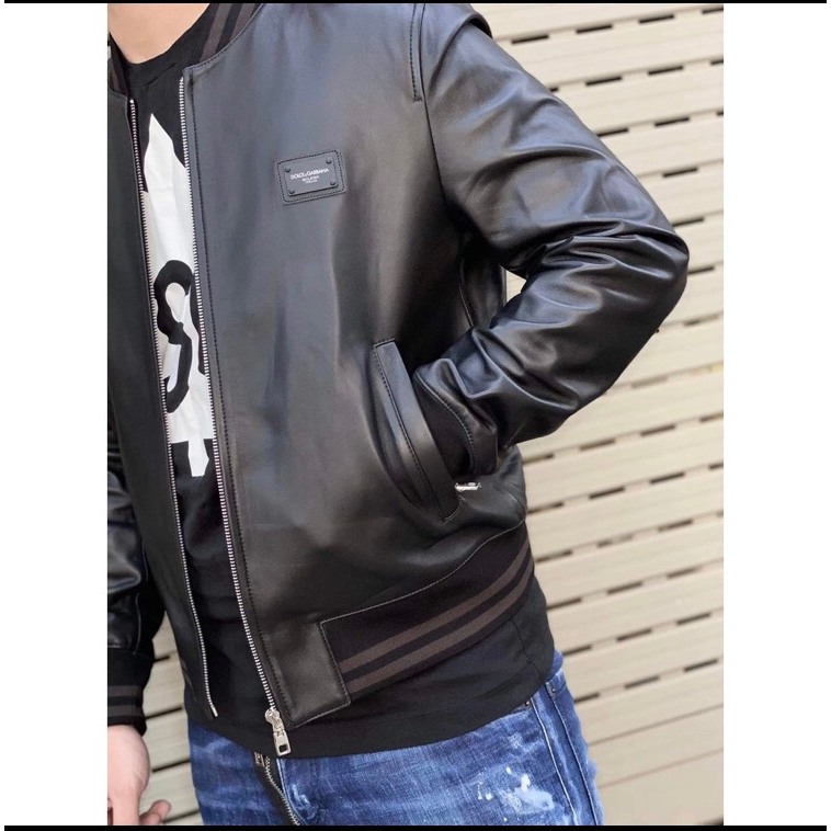 Áo Khoác Bomber Nam Chất Liệu Da Thêu Hoạ Tiết Chữ Siêu Đẹp - Hot Trend 2023