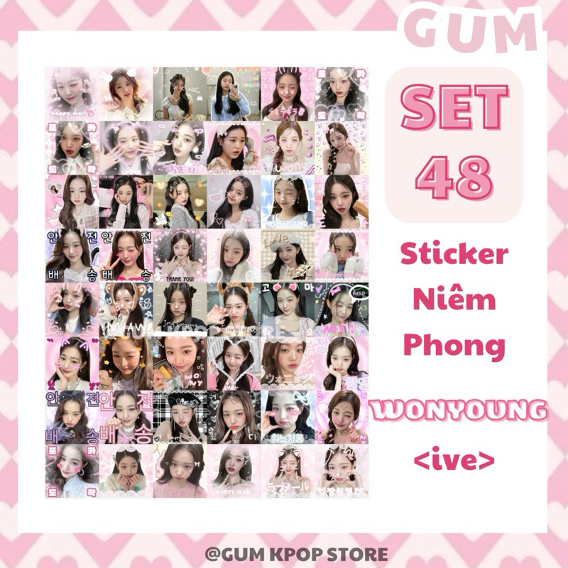 SET 48 sticker niêm phong WONYOUNG (IVE) - Tem dán size nhỏ xinh xắn chỉ cần bóc dán // GUM KPOP ST