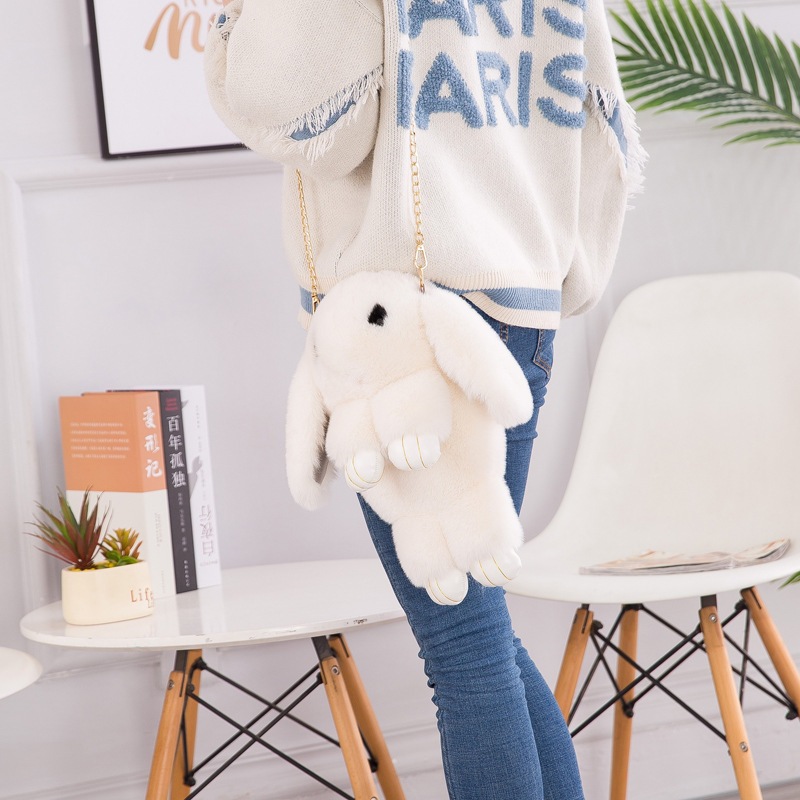 Túi Đeo Chéo Vai Hình Thỏ Bông, Cừu Bông, Lông Mềm Mịn, Dễ Thương Phong Cách Hàn Quốc Dành Cho Bé Gái, Bạn Nữ