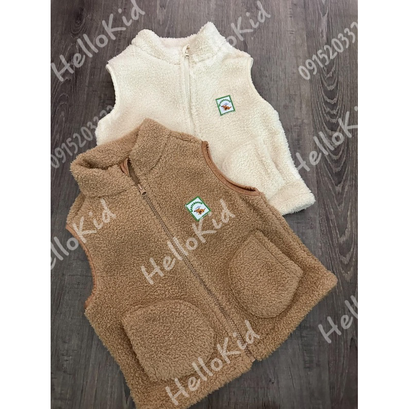 Áo khoác gile giữ nhiệt lông cừu đơn giản cho bé