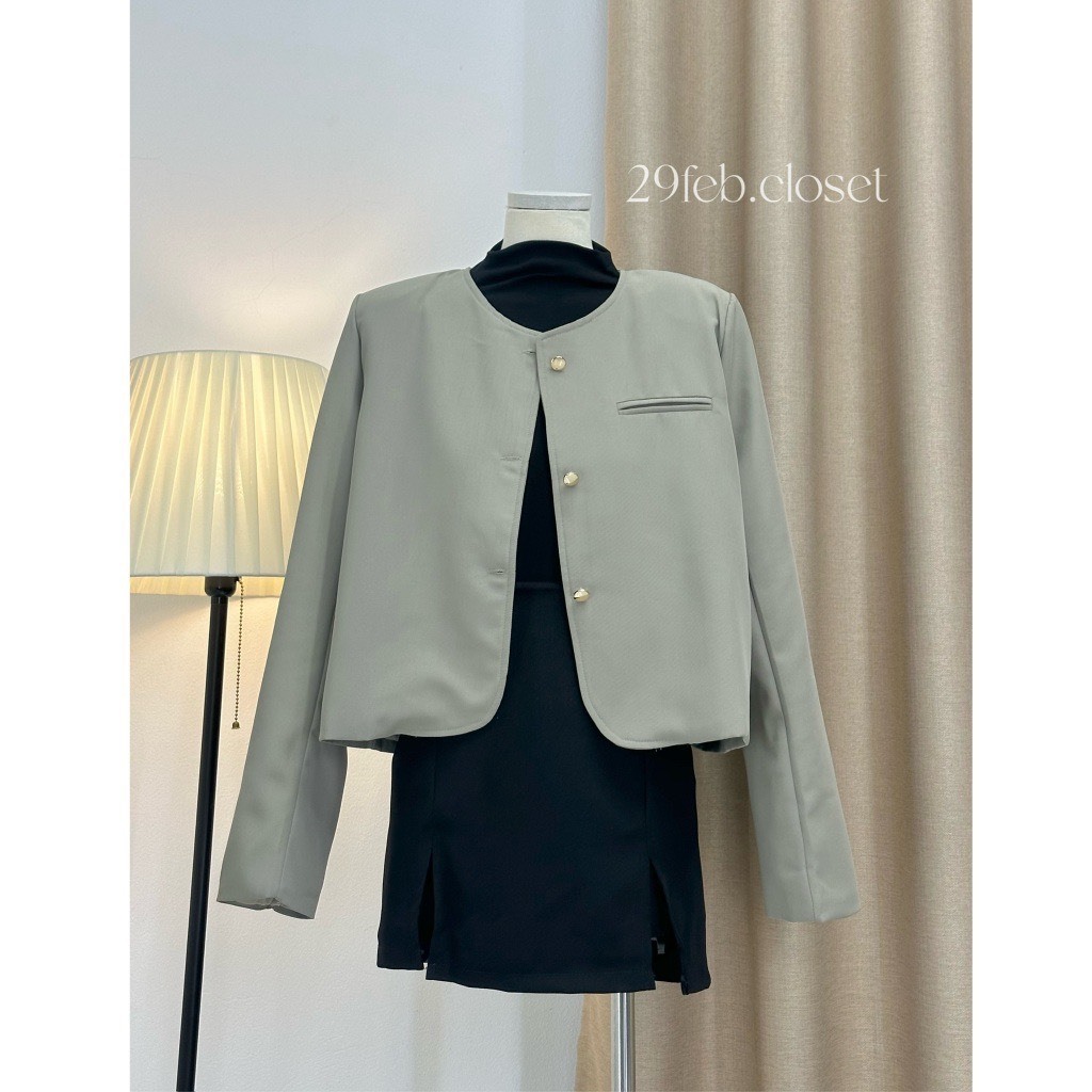 Áo khoác vest blazer trơn khuy đồng cổ tròn - 247store.vn - Blazercotron935_P5K10