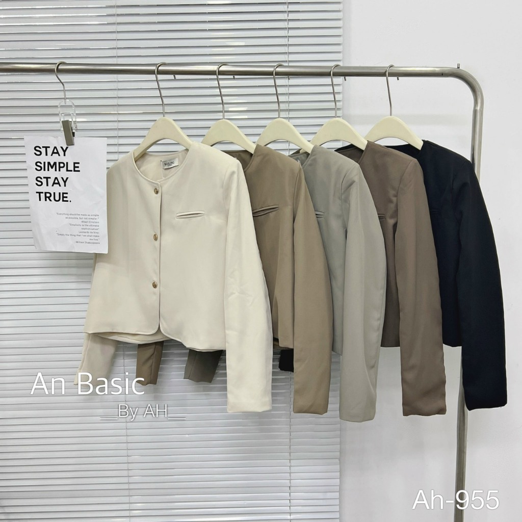 Áo khoác vest blazer trơn khuy đồng cổ tròn - 247store.vn - Blazercotron935_P5K10