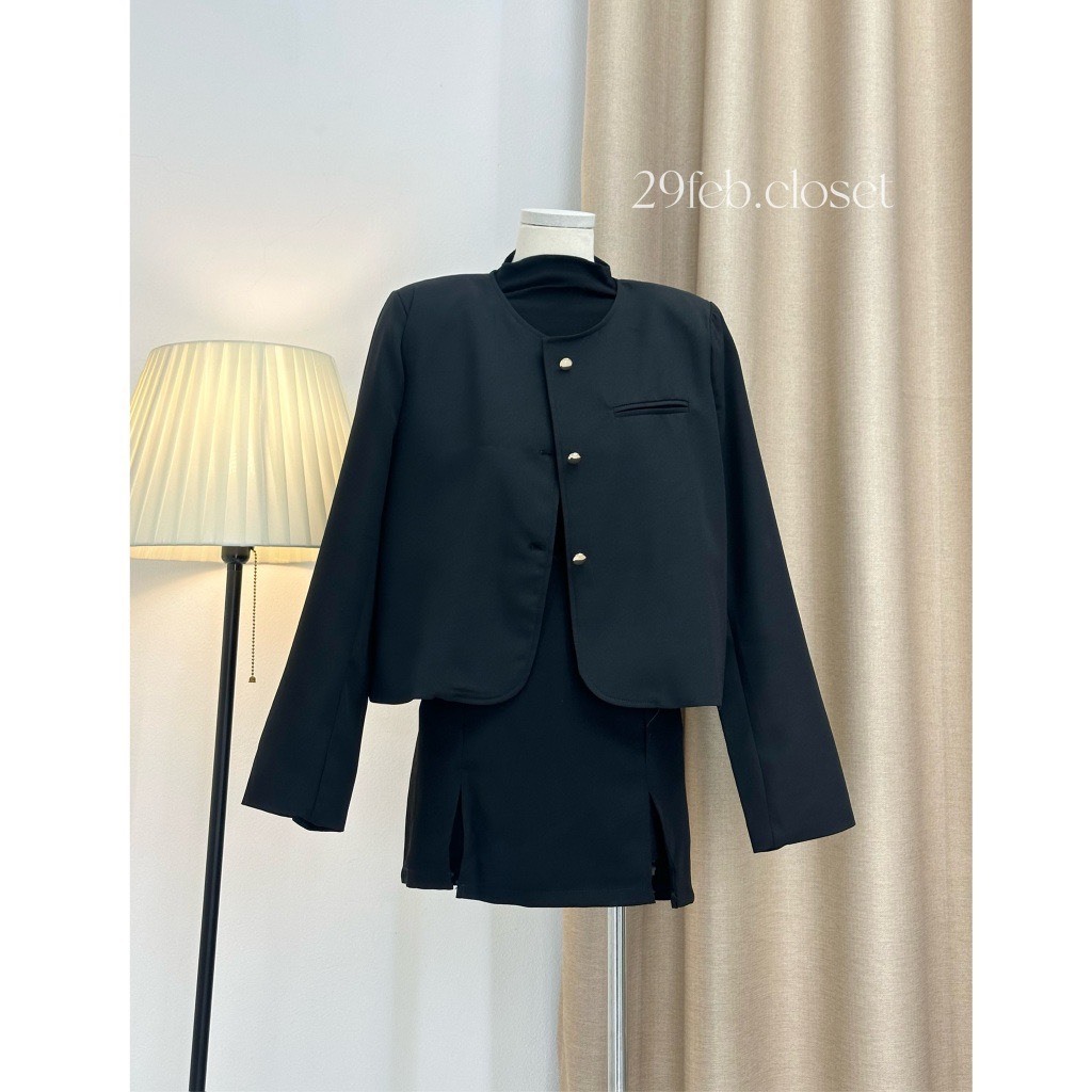 Áo khoác vest blazer trơn khuy đồng cổ tròn - 247store.vn - Blazercotron935_P5K10