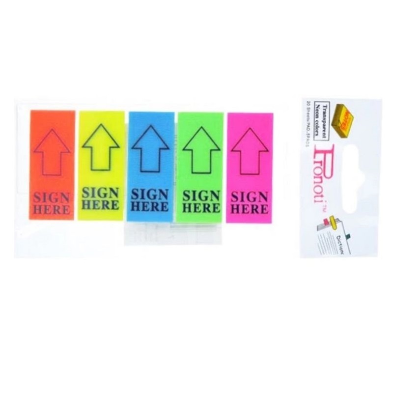 Giấy phân trang 5 màu Pronoti 45502 / 40434 / 45668 / 45649  tập 100 cái / Giấy note trình ký Please sign here