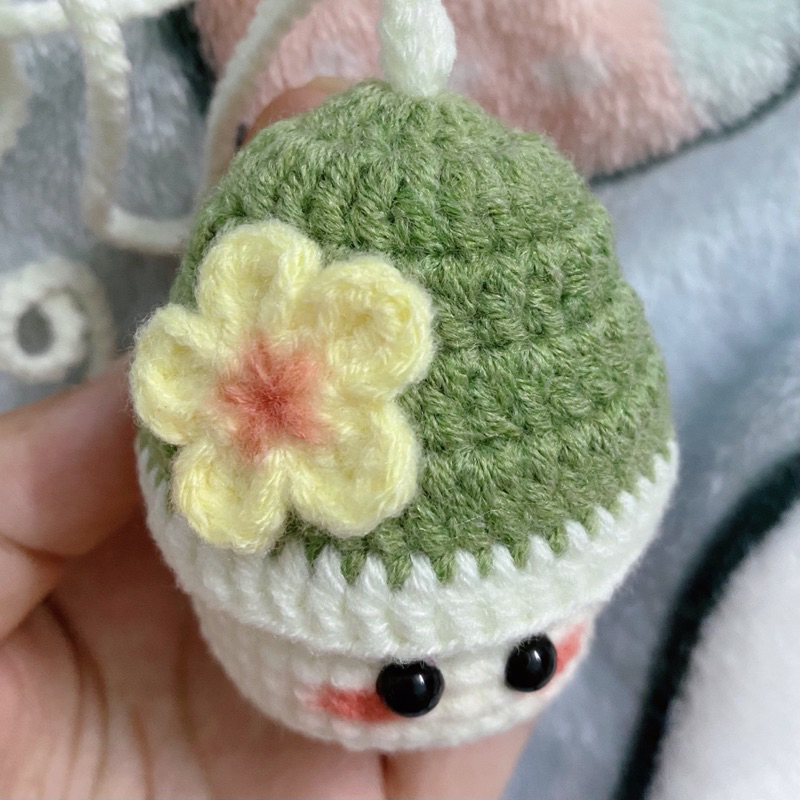 Túi đựng tỏi hình nấm xanh đính hoa