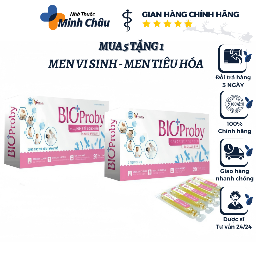 Bổ sung men vi sinh, men tiêu hóa cho bé, bổ sung kẽm BioProby Vinafa - Hộp 20 ống x10ml