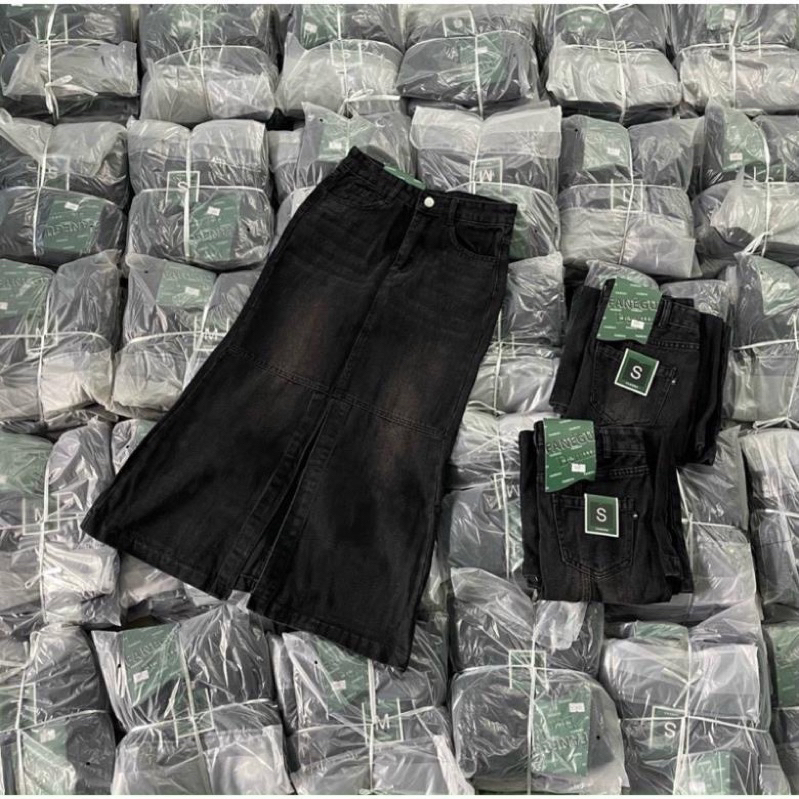 CHÂN VÁY JEANS  Co Giãn Dáng Dài Xoè Đuôi Cá, Váy Đuôi Cá Xoè QCCC tôn dáng cực xinh siêu hotV03