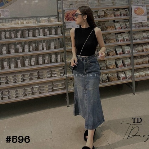 CHÂN VÁY JEANS  Co Giãn Dáng Dài Xoè Đuôi Cá, Váy Đuôi Cá Xoè QCCC tôn dáng cực xinh siêu hotV03