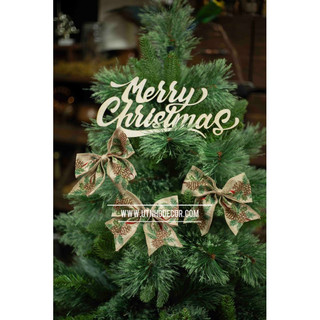 Set 3 cái nơ bố họa tiết trang trí cây thông Noel