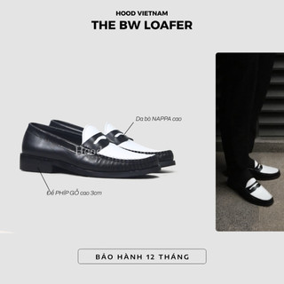 Giày pennyloafer white black - da bò nappa cao cấp - đế phíp gỗ cao cấp - bảo hành 12 tháng