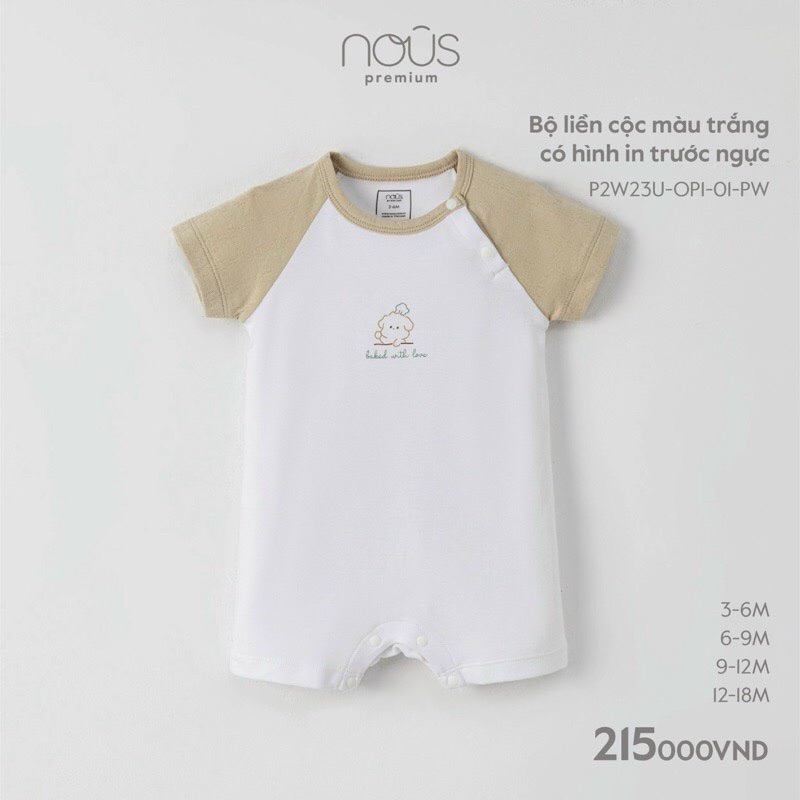 NOUS Body cộc trắng hình gấu thương hiệu NOUS cho bé