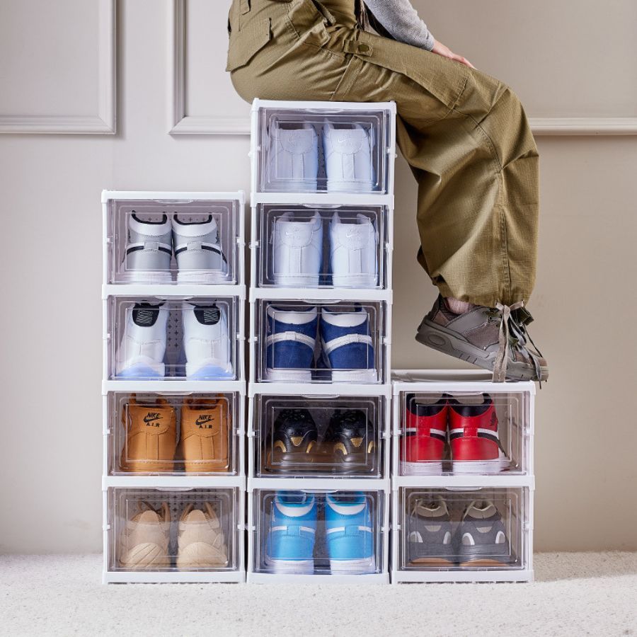 Hộp đựng giày dép gấp gọn đa năng, chất liệu nhựa PP&PET 3 đến 6 tầng