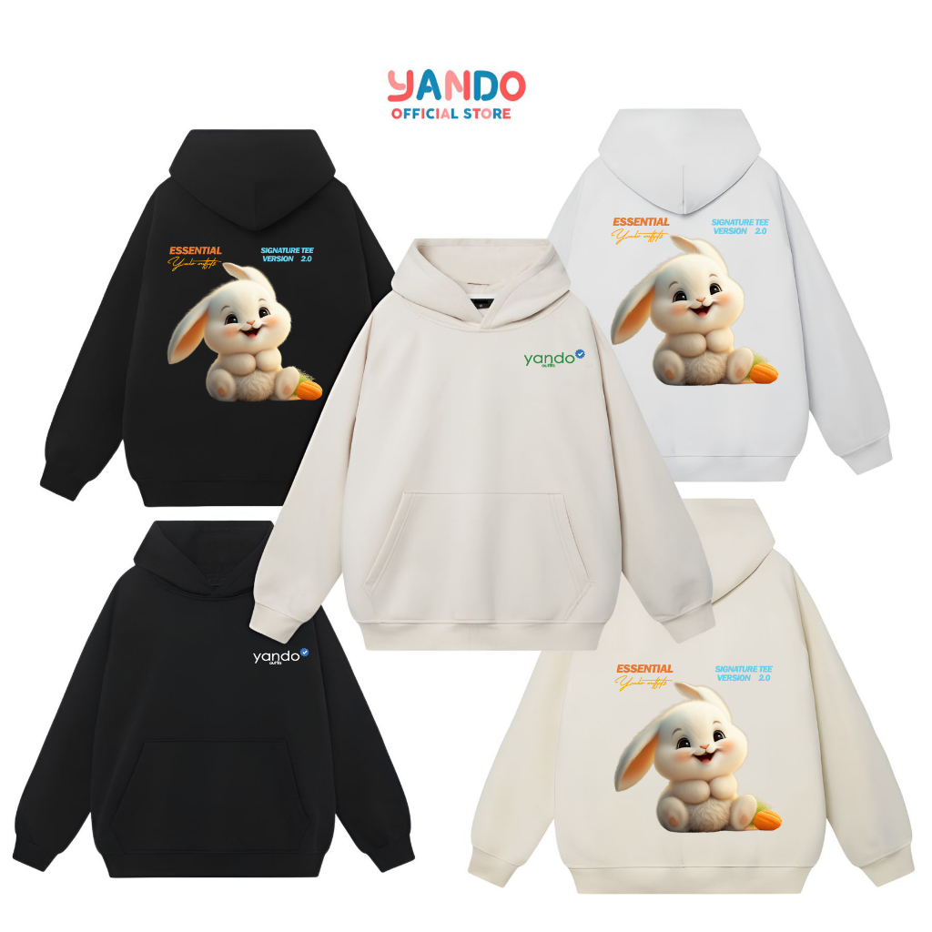 Áo Hoodie Form Rộng YANDO OUTFITS P10033 Nỉ Cotton Cute bear 350GSM Local Brand