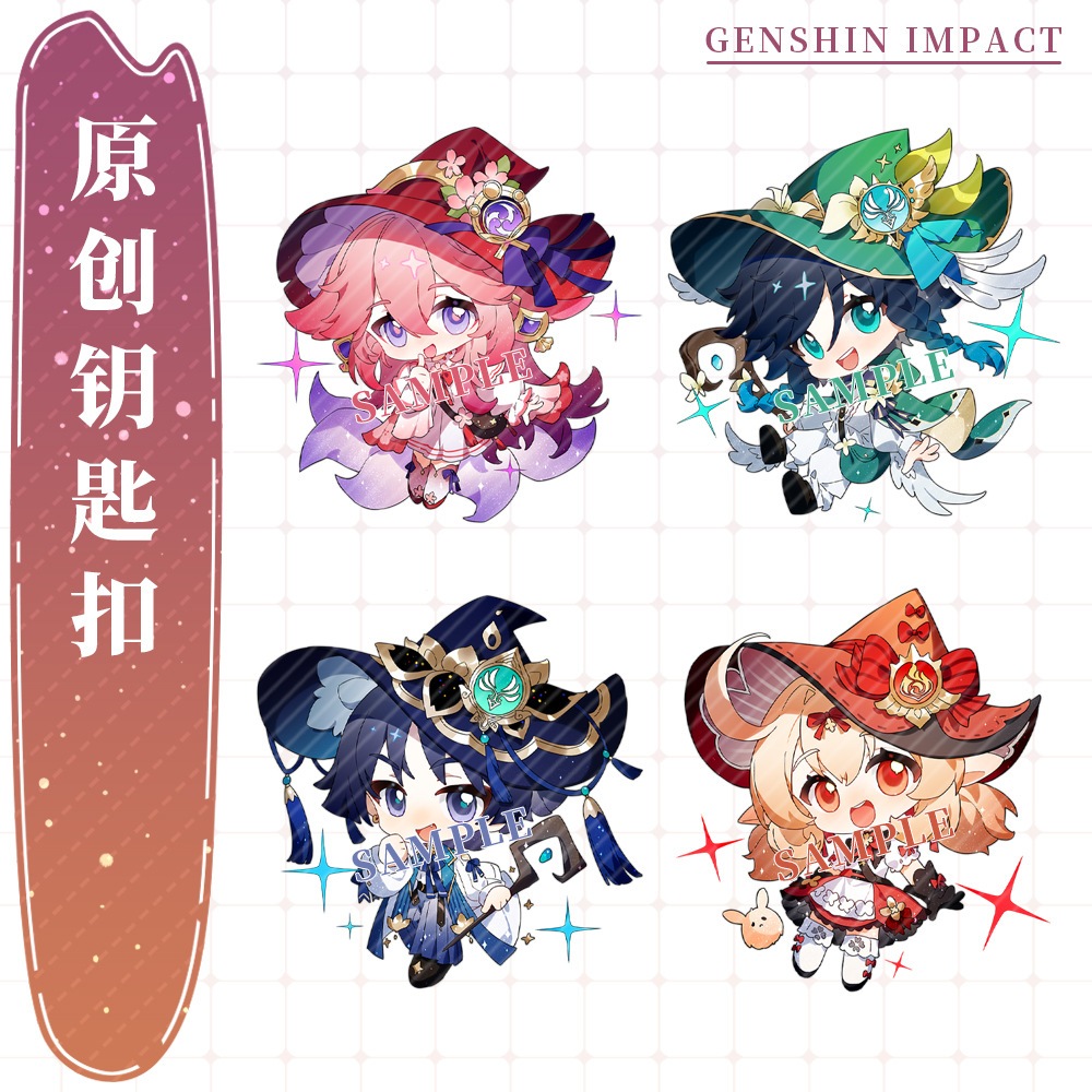 Móc Khóa Genshin Impact ver Phù thủy chibi dễ thương Scaramouche Wanderer Yae Miko Nahida
