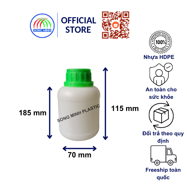 Chai nhựa HDPE tròn Song Minh 250ml - 500ml - 1000ml