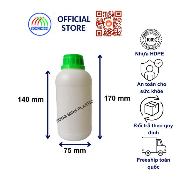 Chai nhựa HDPE tròn Song Minh 250ml - 500ml - 1000ml
