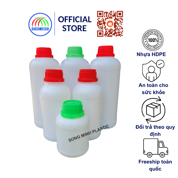 Chai nhựa HDPE tròn Song Minh 250ml - 500ml - 1000ml