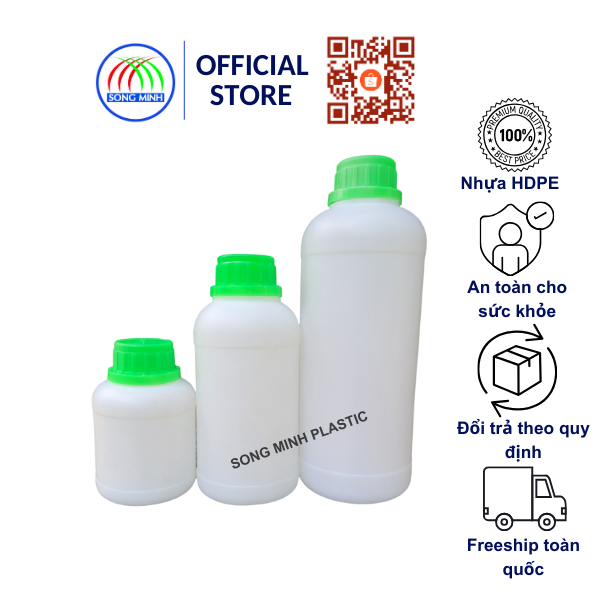 Chai nhựa HDPE tròn Song Minh 250ml - 500ml - 1000ml