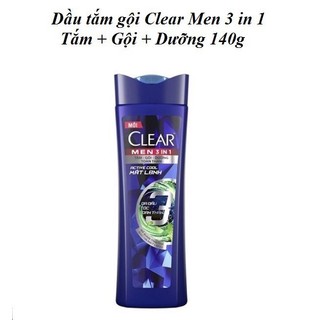 Dầu tắm gội clear men 3 in 1 tắm + gội + dưỡng mát lạnh bạc hà 140g