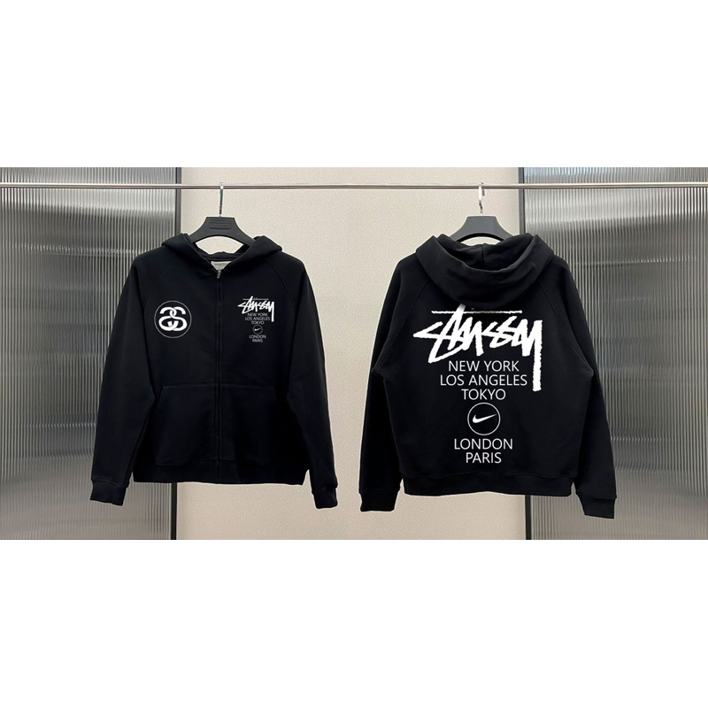 Hoodie Zip Stu:Ssy Nỉ Bông Cotton 100% Dày Dặn Đủ Tag